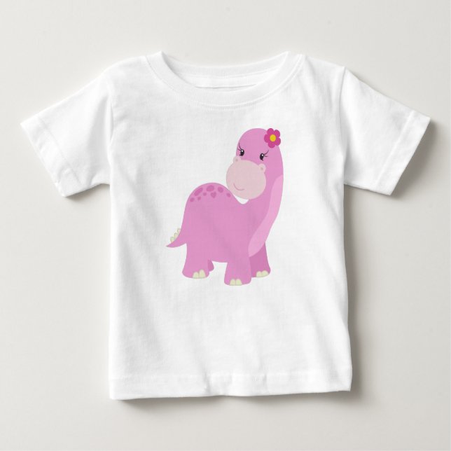 T-shirt Pour Bébé Dinosaure mignon, dinosaure rose, Dinosaure de fil (Devant)