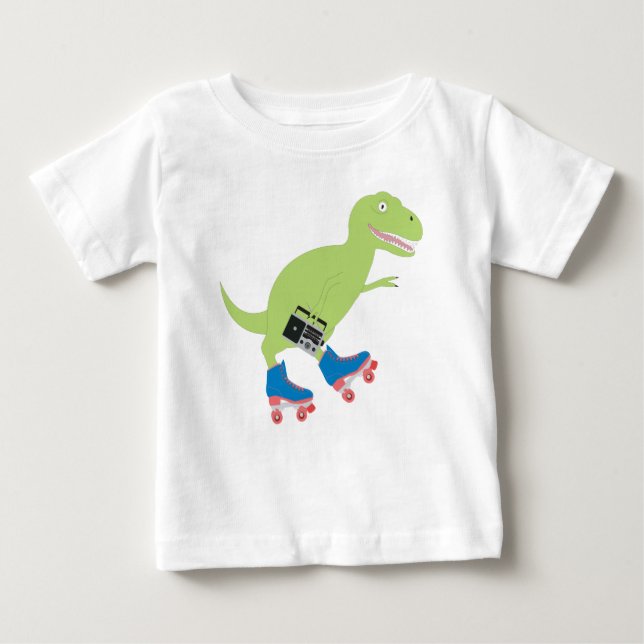 T-shirt Pour Bébé Dinosaure Roller Skating Radio (Devant)