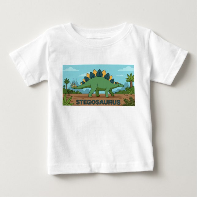 T-shirt Pour Bébé Dinosaure Stégosaure  (Devant)