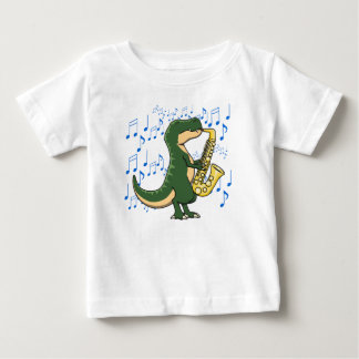 T-shirt Pour Bébé Dinosaure T-Rex Saxophone Musique Mignonne et Drôl