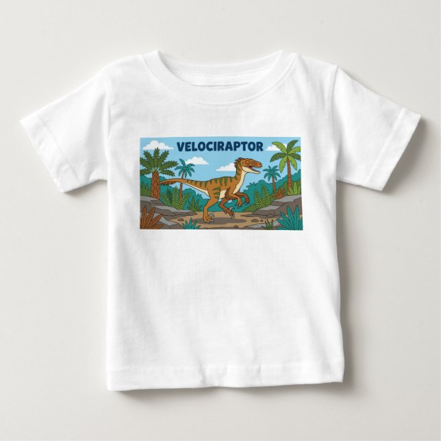 T-shirt Pour Bébé dinosaure vélociraptor raptor (Devant)
