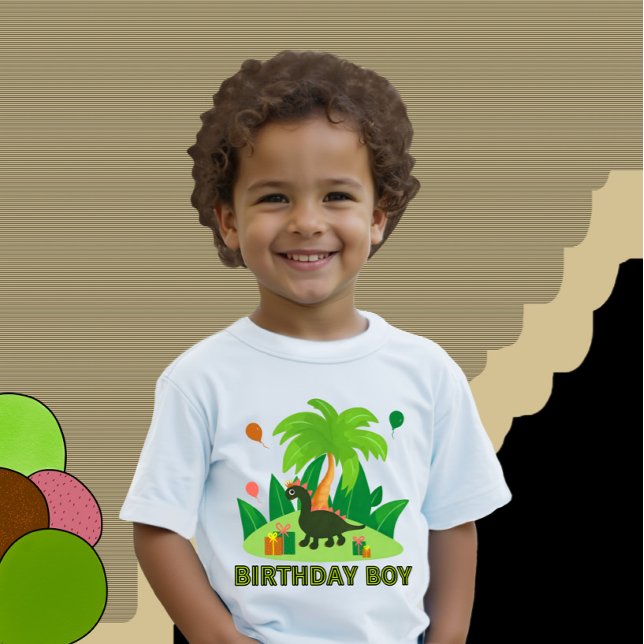 T-shirt Pour Bébé Dinosaure vert pour fête d'anniversaire (Créateur téléchargé)