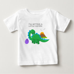 T-shirt Pour Bébé Dinosaure Vert Qui a une Petite Soeur