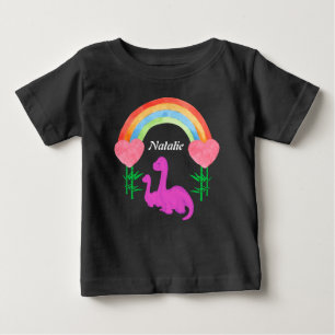 T-shirt Pour Bébé Dinosaure Whimsical Rainbow Heart pour enfants per