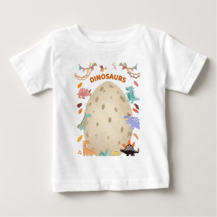T-shirt Pour Bébé Dinosaures aquarelles adorables avec grand œuf de 