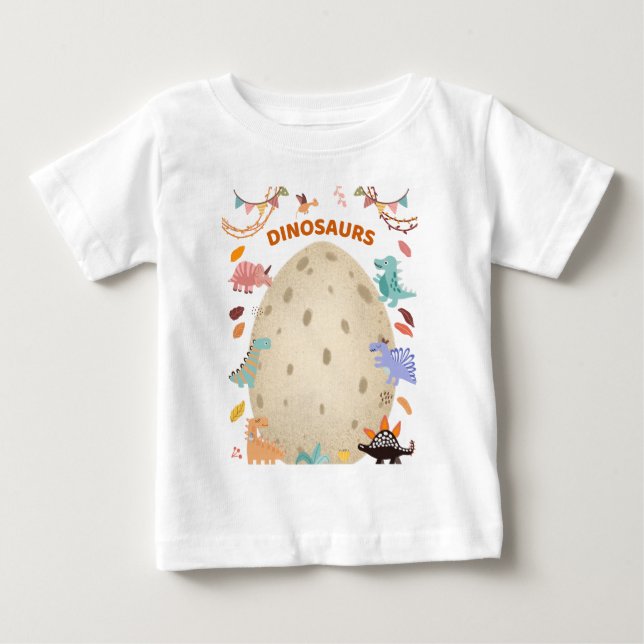 T-shirt Pour Bébé Dinosaures aquarelles adorables avec gros œuf de d (Devant)