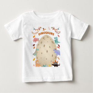 T-shirt Pour Bébé Dinosaures d'aquarelle adorable avec gros Oeuf Din