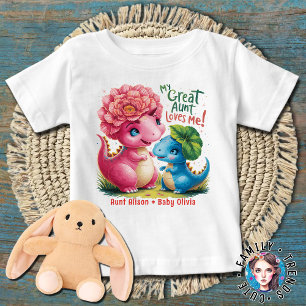 T-shirt Pour Bébé Dinosaures Floraux Ma Grande Tante M'Aime