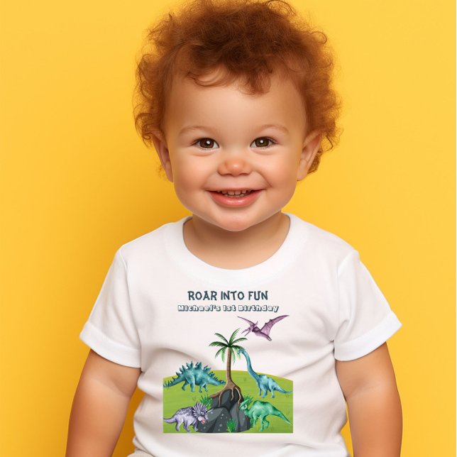 T-shirt Pour Bébé Dinosaures jurassiques verts (Créateur téléchargé)
