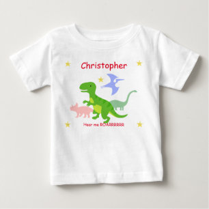 T-shirt Pour Bébé Dinosaures mignons personnalisés