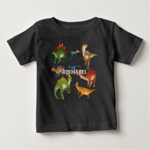 T-shirt Pour Bébé Dinosaures personnalisés Couleurs mignonnes brun n