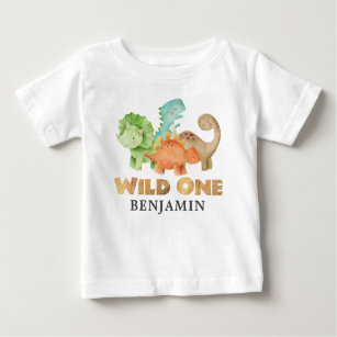 T-shirt Pour Bébé Dinosaures Sauvages Personalisés 1er anniversaire