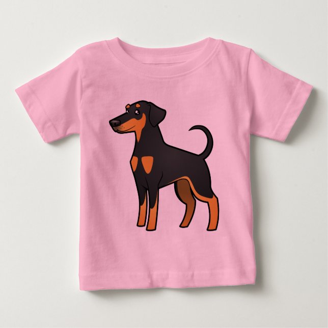 T-shirt Pour Bébé Doberman Pinscher (oreilles de disquette) (Devant)