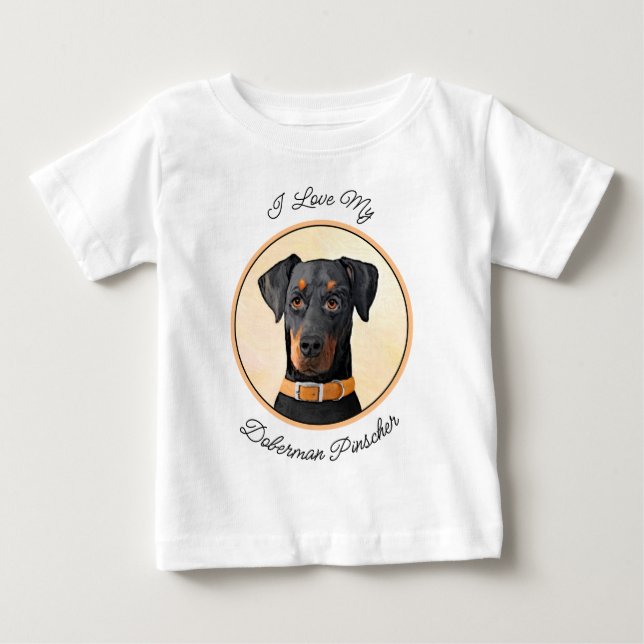T-shirt Pour Bébé Doberman Pinscher Peinture non découpée Art origin (Devant)