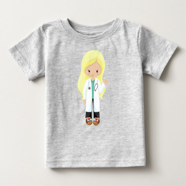 T-shirt Pour Bébé Docteur, Infirmière, Stéthoscope, Blouse de Labora (Devant)