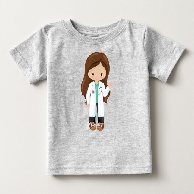 T-shirt Pour Bébé Docteur, Infirmière, Stéthoscope, Blouse de Labora (Devant)