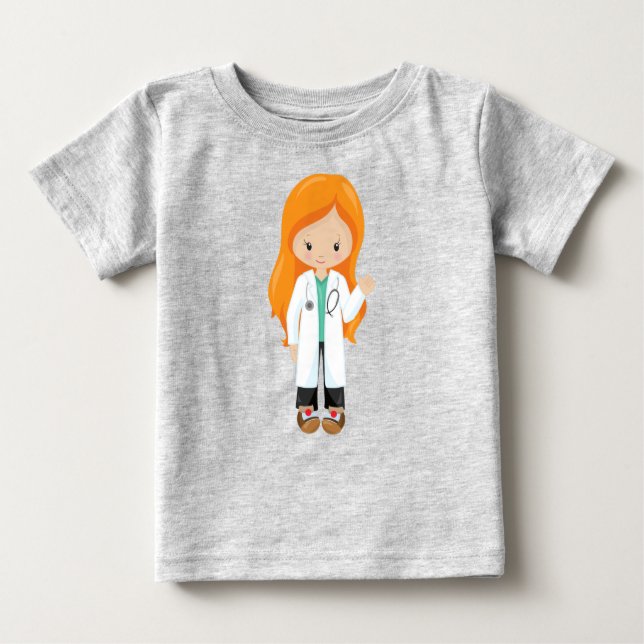 T-shirt Pour Bébé Docteur, Infirmière, Stethoscope, Manteau de labor (Devant)