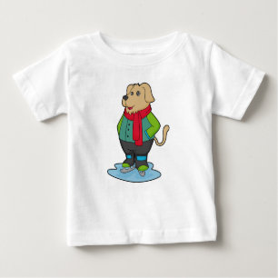 T-shirt Pour Bébé Dog at Ice skating with Ice skates