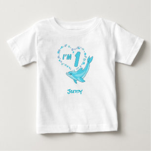 T-shirt Pour Bébé Dolphin Heart 1er Anniversaire Bébé Bodysuit