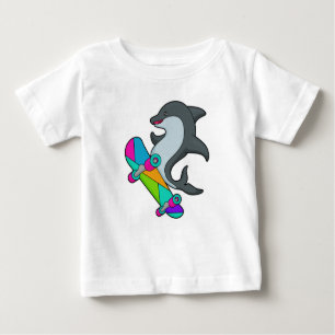 T-shirt Pour Bébé Dolpin comme patineur avec skateboard