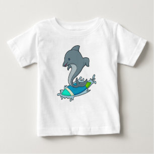 T-shirt Pour Bébé Dolpin comme Surfer avec Surfer