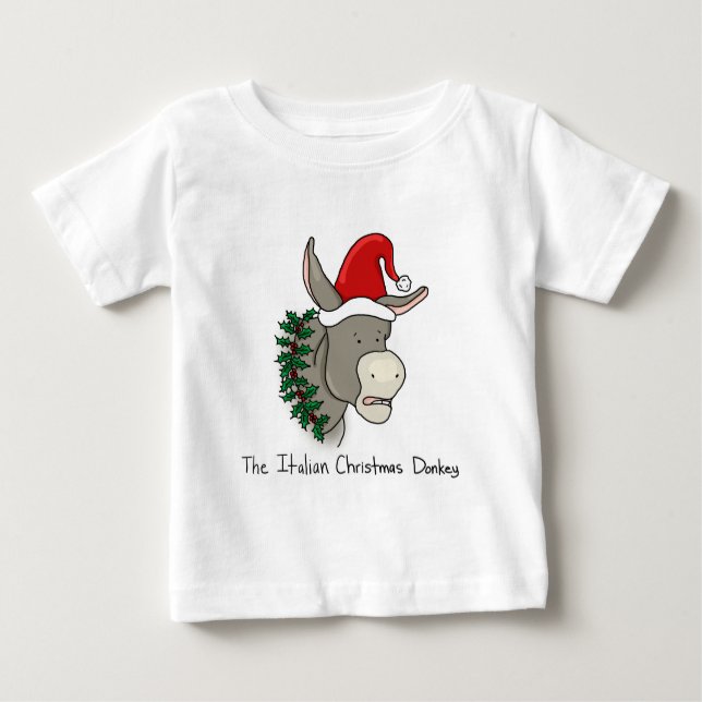 T-shirt Pour Bébé Dominick l'âne italien de Noël (Devant)