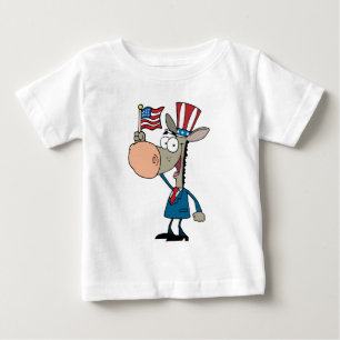 T-shirt Pour Bébé Donkey Patriotique Agitant Un Drapeau Américain