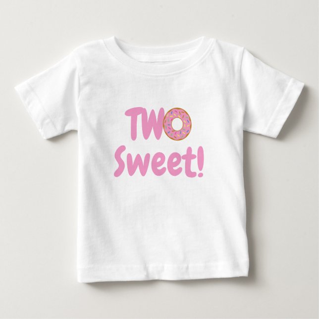 T-shirt Pour Bébé Donut Rose Deux Joyeux 2e Anniversaire (Devant)