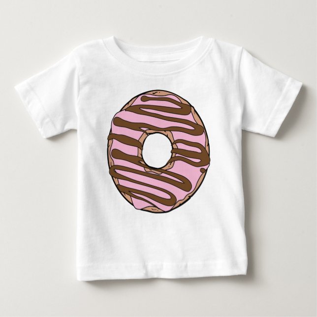 T-shirt Pour Bébé Donut rose, noisette, Chocolat, Glace, Froid (Devant)