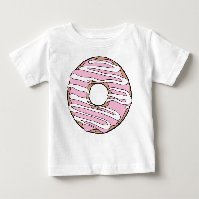 T-shirt Pour Bébé Donut rose, noix de muscade, glaçage, glaçage, giv (Devant)