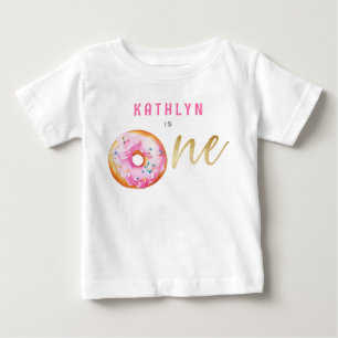 T-shirt Pour Bébé Donut Rose Or Douce Une Fille Anniversaire