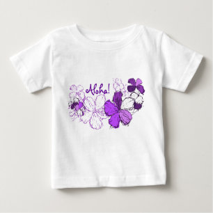 T-shirt Pour Bébé Doodle Hibiscus Hawaiian Aloha