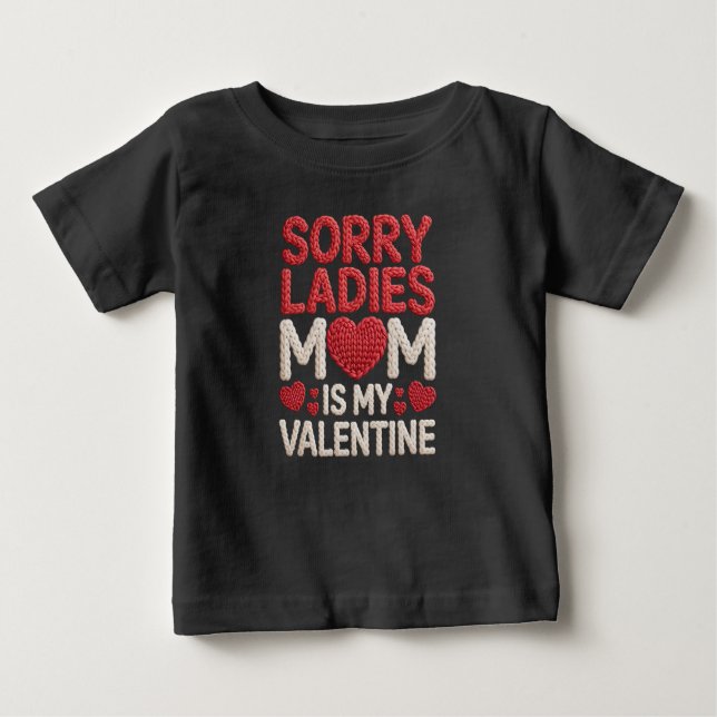 T-shirt Pour Bébé Douce fausse laine maman est ma Saint-Valentin enf (Devant)
