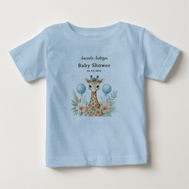 T-shirt Pour Bébé Douce Fête de Naissance de Bébé Girafe Garçon | Sa (Devant)