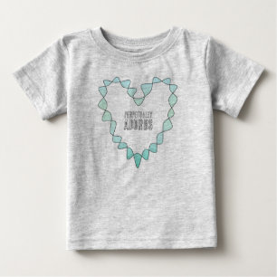 T-shirt Pour Bébé Douce Infinité de Cœur Bleu Vert Perpétuellement A