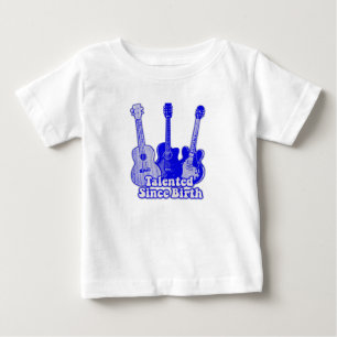 T-shirt Pour Bébé Doués depuis la naissance. guitares bleues vintage