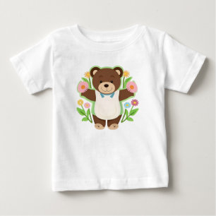 T-shirt Pour Bébé Doux Ours en Peluche Brun Dessin Animé