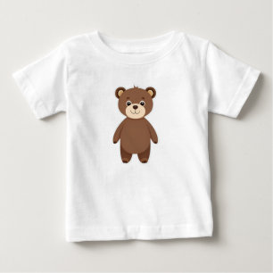 T-shirt Pour Bébé Doux Ours en Peluche Brun Dessin Animé
