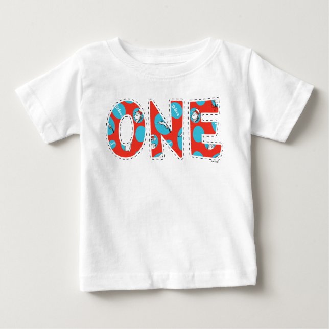 T-shirt Pour Bébé Dr Seuss | Chat dans le premier anniversaire du Ca (Devant)