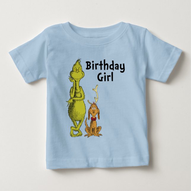 T-shirt Pour Bébé Dr. Seuss | Grinch Hiver Anniversaire Fille (Devant)