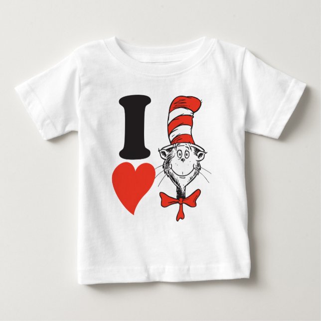 T-shirt Pour Bébé Dr. Seuss Valentine | Je Coeur le chat dans le Cas (Devant)