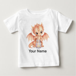 T-shirt Pour Bébé Dragon bébé mignon personnalisé avec pot de poussi