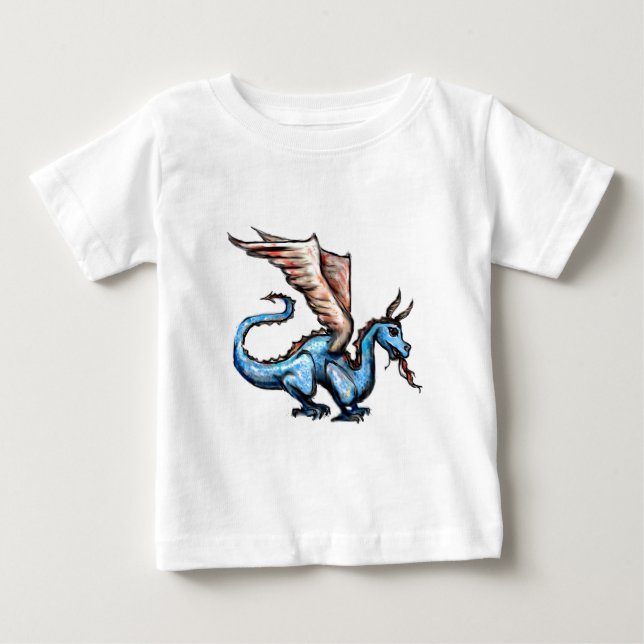 T-shirt Pour Bébé dragon bleu (Devant)