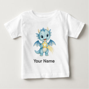 T-shirt Pour Bébé Dragon Bleu Mignon Personnalisé avec Étoile Filant