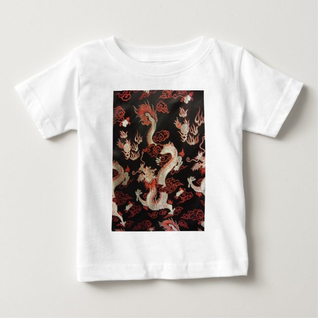 T-shirt Pour Bébé Dragon chinois d'argent (Devant)