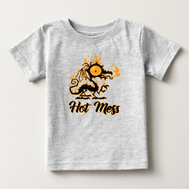 T-shirt Pour Bébé Dragon Crise Mess Hot Mess (Devant)