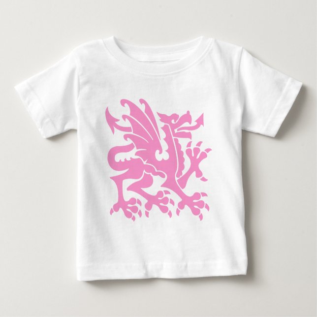 T-shirt Pour Bébé Dragon héraldique 01 - Rose (Devant)