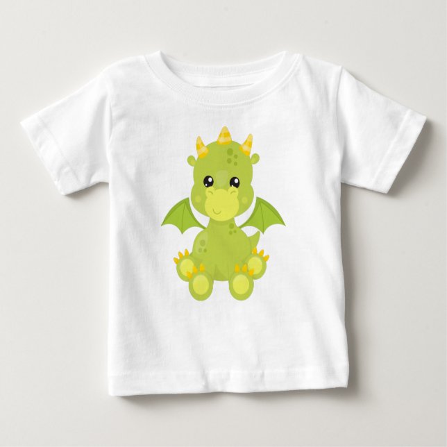 T-shirt Pour Bébé Dragon mignon, Dragon vert, Petit Dragon, Magie (Devant)