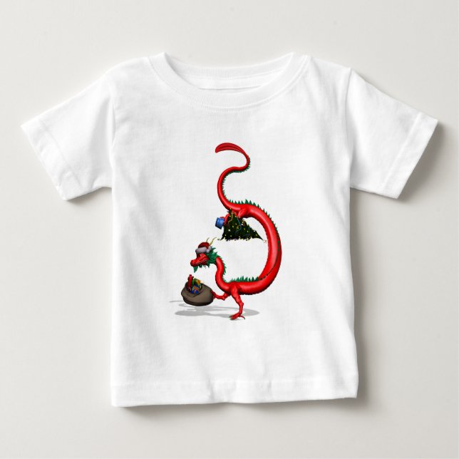 T-shirt Pour Bébé Dragon rouge-est (Devant)