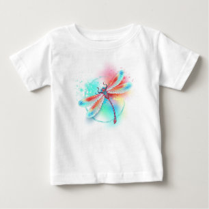 T-shirt Pour Bébé Dragonfly rouge sur l'arrière - plan aquarelle